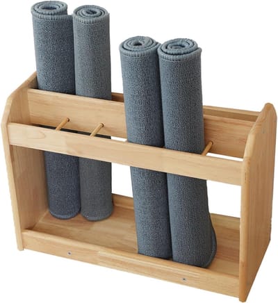 Yogamat Opbergmand - Fitness Organizer - Sportspullen Opbergen - Natuurlijk Hout - L 60 cm - Natuurlijk