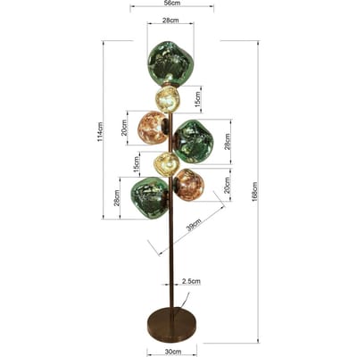 KARE vloerlamp Burbuja. Meerkleurig, glas, 168 cm, 7-lamps.