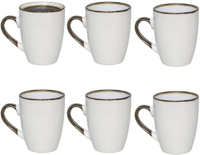 Gerimport Koffie / thee mok Nevada - 6x stuks - creme wit - 380 ml - mokken - keramiek