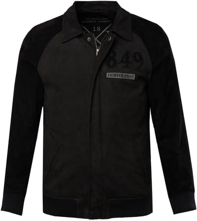 JP 1880 - Heren - Leren bomberjack leer zeer fijn lamsnappaleer overhemdkraag - Zwart - Maat 3XL
