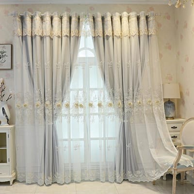 Mode Moderne Luxe Jacquard Dubbele Laag Verduisterende Gordijnen Dikke Gordijnen Woonkamer Woondecoratie W100*H150cm grijs