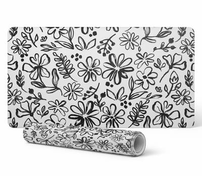 Bureauonderlegger met bloemenmotief voor toetsenbord en accessoires, 90x45 cm