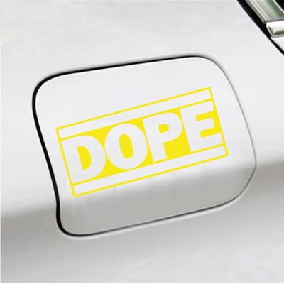 Bumpersticker - Dope - 7,4 X 14,8 - Geel