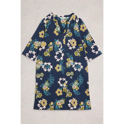 White Stuff Jada Jersey Shift Dress Navy Print Taglia: 10 | Abiti in T-Shirt Outlet | Donna | Blu