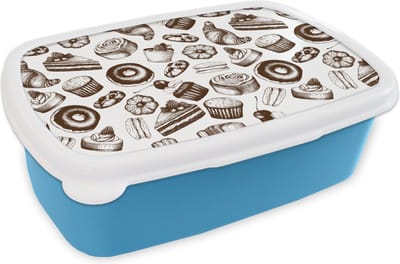 Broodtrommel Blauw - Lunchbox - Brooddoos - Brood - Patisserie - Vintage - Design - 18x12x6 cm - Kinderen - Jongen