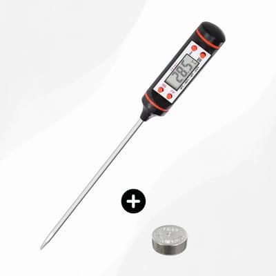 Thermometer TP101 - Keuken Thermometer - RVS - Voedsel Melk, Vlees, BBQ, Water - Zwart - Rood - Voedselthermometer - Digitaal - Temperatuurmeter - Keukenthermometer