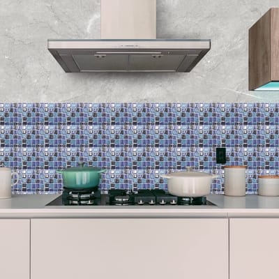 Cosensi- Tegelstickers 20 Stuks 20 cm x 10 cm - Zelfklevende Wanddecoratie - Backsplash - Tegelstickers Keuken/Badkamer - Blauw Stenen Effect - Eenvoudig Aanbrengen - Muursticker