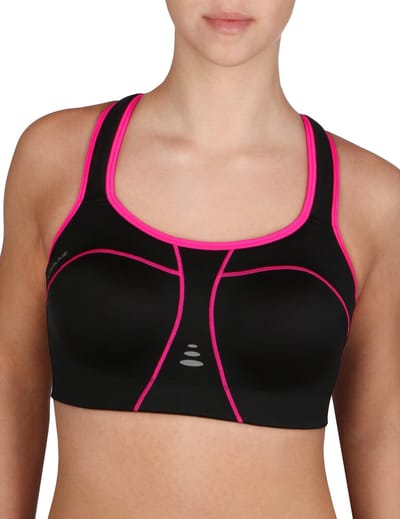 Pure Lime - Padded Sportbeha - sport bh - hardlopen - tennis - grote maten - Zwart/Roze - maat 70B