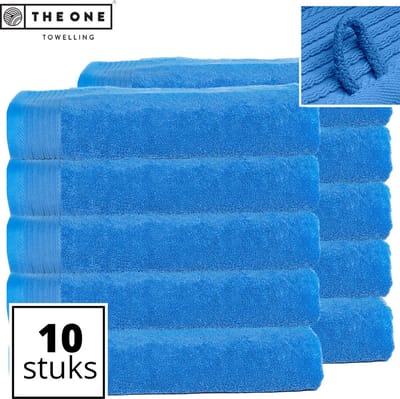 The One Towelling Classic Strandlakens - 100 x 180 cm - 10 Stuks - Voordeelverpakking - Hoge vochtopname - 100% Gekamd katoen - Aqua Azure