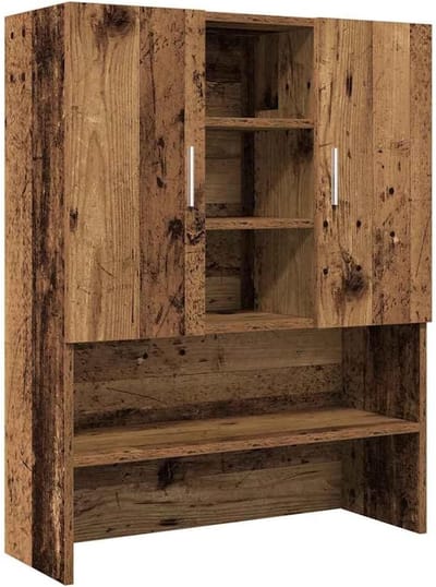 Wasmachiekast 70.5x25.5x90cm Oud Houtkleur - Opbergkast voor Badkamer en Wasruimte, Laadkast voor Wasmachine