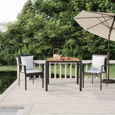 vidaXL - 3-delige - Tuinset - met - kussens - poly - rattan - zwart