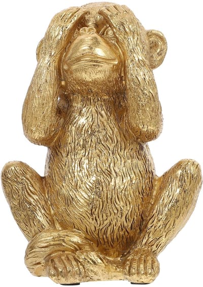 Dailygoods- Aap Decoratie - Gouden Hars Ornament - Tuinstandbeeld - Tafeldecoratie - Lichtgewicht - 11,5x9cm - Decoratiebeeld