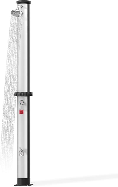 Zonnedouche 35 liter - Tuindouche Campingdouche - Buiten Douchen - Op Zonne-energie - 217 cm Hoog - Zwart en Zilver