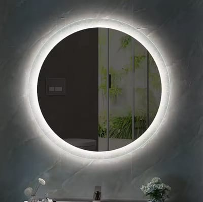 Igoods Badkamerspiegel - Aluminium Badkamerspiegel met LED-verlichting - Wandspiegel - Make-up Spiegel - Rond - 80cm