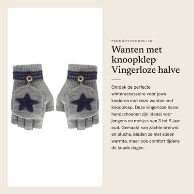 Dailygoods- Handschoenen Vingerloos - Kinderhandschoenen - Gebreid - Winterhandschoenen - Uniseks - Wasbaar tot 40 graden - Vingerloze Handschoenen