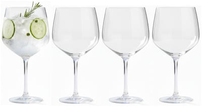Excellent Houseware Gin Tonic glazen - 4x stuks - glas - 610 ml - met streep - gin tonic - cocktailglazen