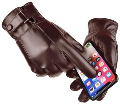 Dailygoods- Winterhandschoenen heren - Leren handschoenen - Kasjmier gevoerd - Touchscreen functie - Winddicht - Comfortabel en duurzaam