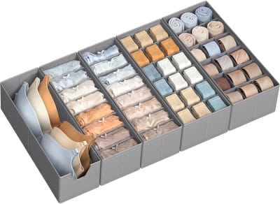 Lade-organizer - Opvouwbaar - Set van Meerdere Boxen - Duifgrijs - 19 x 41 x 10 cm