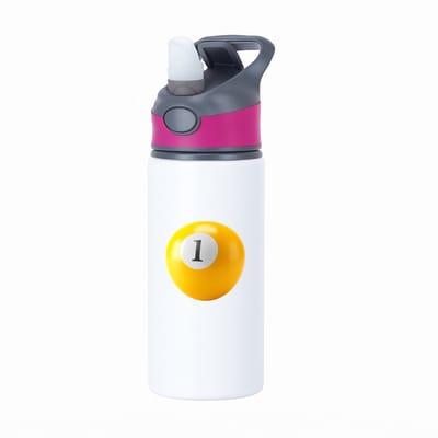 Hacebo® - Biljartbal waterfles met rietje roze - Biljart - biljarters - Snooker - poolen - nummer 1 - water fles - 650ML