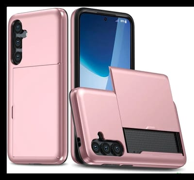 Hoesje met Kaarthouder Slider Geschikt voor Samsung Galaxy A16 | Back Cover Pasjeshouder Achterkant | Kaarthouder voor Twee Pasjes | Roze