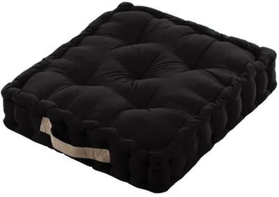 Stof Textile Vloerkussen DUO - zwart - katoen - 45 x 45 x 10 cm - vierkant - Extra dik - extra zitplaatsen - spelen - gamen - relaxen