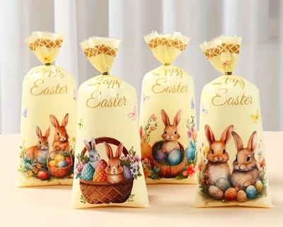 Akyol Traktatiezakjes - 15 stuks - koekzakjes Pasen - Pasen - paas snoepzak - Pasen snoepzakjes - uitdeelzakjes voor een Pasen- uitdeelzakjes - Konijn zakjes - snoepzakjes - Bunny - feest - traktatie - konijnen uitdeelzakjes - pasen