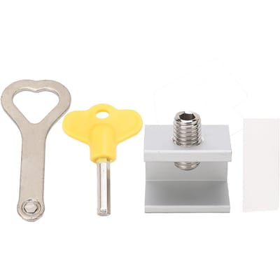 4 Set Schuifraamslot Deur Begrenzer Aluminiumlegering met 1 Sleutel voor Veiligheid white