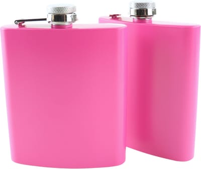 HIXA Heupfles - Roze - 2 Stuks - Flacon - Veldfles - RVS - Drinkfles - Platvink - Zakflacon Heupflacon - 200ml - PINKY