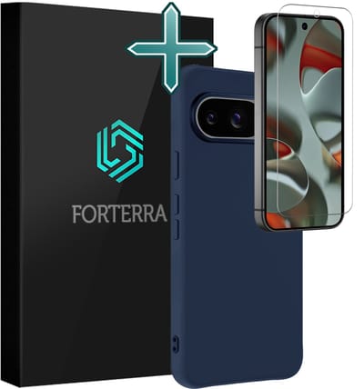 Hoesje Met Screenprotector - Geschikt voor Google Pixel 10 - Sterk & Shockproof - Telefoon Hoes - Back Cover - Siliconen Case - Donkerblauw