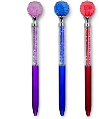 Dailygoody - Glanzende diamantbalpen - Elegante schrijfinstrument - Zwart - Acryl-kristalsteenpen - Perfect voor kantoor en school - 16,5 cm