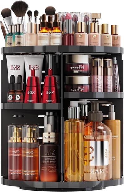 Make-up Organizer met 9 Verstelbare Niveaus en 360° Rotatie voor Dresser en Make-up Tafel, Zwart