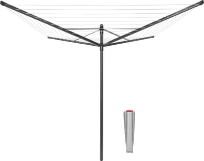 Brabantia Lift-O-Matic Droogmolen - met Metalen Grondanker - 50 m - Anthracite