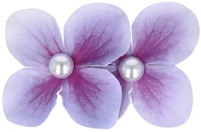 Haarsoires Haarspeld Duckklem 7cm – Dubbele Bloem – Parel – Lila Paars - Sterke Haarclip voor Styling & Dagelijks Gebruik - Hair Clip - Decoratieve Haaraccessoire