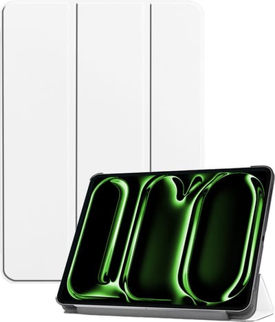 Hoesje Geschikt voor Apple iPad Pro (2024/2025) - 11 inch - Dun & Stevig - Trifold Bookcase - Hard Cover - Hardcover Book Case - Tablet Hoes - Wit