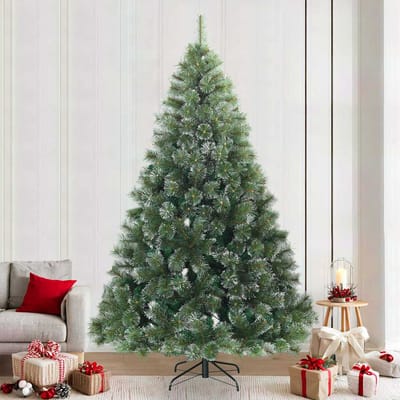 vidaXL - Kunstkerstboom - met - Scharnier - en - Sneeuw - Vilt - Groen - 240 - cm