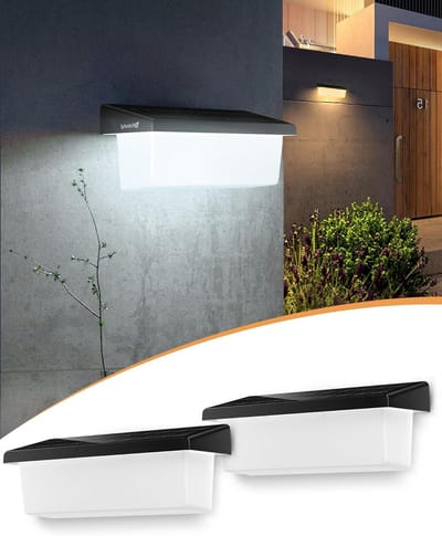 Moderne wandlamp op zonne-energie voor buiten - 2 stuks draadloze zonnelampen - koud wit en warmwit - IP65 waterdicht - led-buitenlamp voor deur tuin