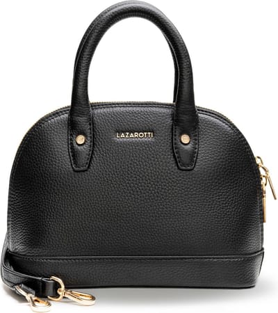 Lazarotti Leren Handtas Schoudertas Bologna Leather Handbag Black 2 Zwart