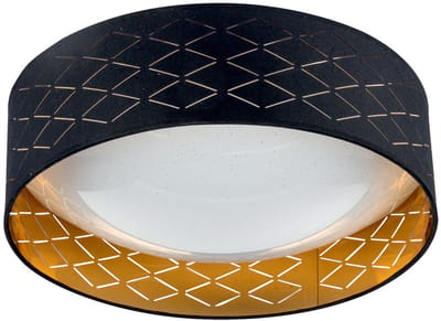 Plafondlamp LED plafondlamp Eetkamerlamp met ster effect, textiel zwart goud, 18W 1000lm 3000K, DxH 40x12cm