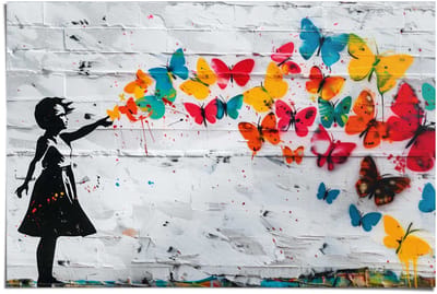Poster Butterfly Girl - 61 x 91,5 - Papier - REINDERS