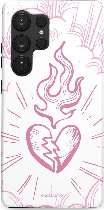 Casetastic Hoesje Geschikt voor Samsung S25 Ultra - Stijlvolle Beschermende Duo-layer Case - Roze Liefdesvlam