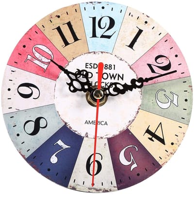 Dailygoody - Retro Wandklok - Houten Ronde Klok - Batterij Aangedreven - Stijlvolle Muurdecoratie - Voor Thuis en Kantoor - Perfect voor Slaapkamer en