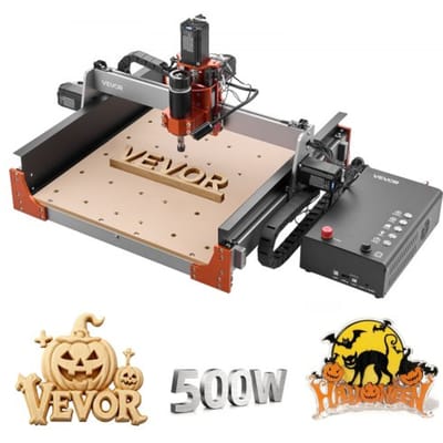 VEVOR CNC-freesmachine, 500W spindel, 3-assige graveermachine met twee lineaire geleidingen en kogelomloopspindel, werkgebied van 400x400x95 mm, afwerkfreesmachine voor hout en acryl