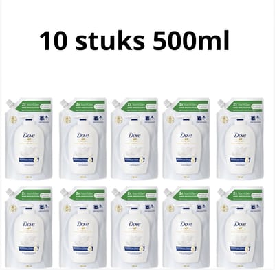 Dove - Handzeep - Navulling 10 x 500 ml - Voordeelverpakking - Verzachtende en Hydraterende Handzeep