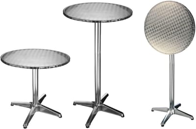 Bistro Tafel Rond - Klaptafel Buiten - Extra Ruimte Creëren - Inklapbaar en Verstelbaar - 60x115 cm - Zilver