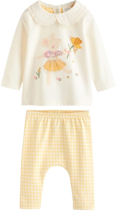Next - Meisjes - 2 -delige babySet met top met Lange mouwen en Leggings - Wit