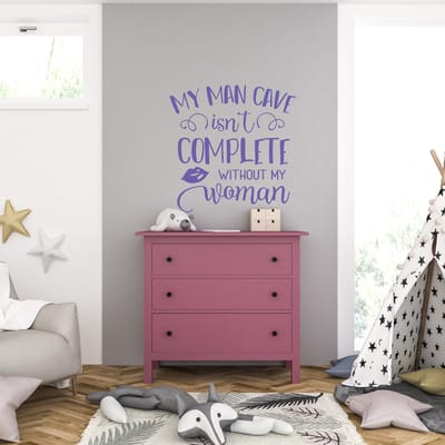 Muursticker - My Man Cave isnt Complete - 40,6 x 40,6 - Paars
