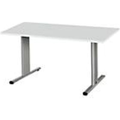 Schäfer Shop  Select Planova vergadertafel, rechthoekig, 1400 x 800 mm, lichtgrijs, accentlijsten blank alu