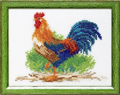 Pako Borduurpakket met telpatroon -Haan - 210.896 - voorgesorteerd garen - Aida - 13 x 17 cm - DIY kit