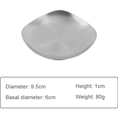 Assiette d'assaisonnement dorée en acier inoxydable 304, petit plat carré pour restaurant, bol à sauce, 9-25 cm, plateau à fruits argenté de haute qualité gray