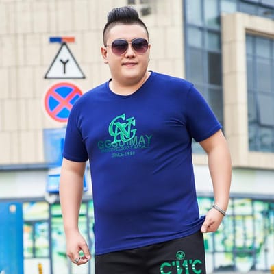 Dikke Mannen Plus Size Plus Size T-shirt met Korte Mouwen V-hals Puur Katoen Extra Groot Los Half-mouw T-shirt Top 7XL 7XL